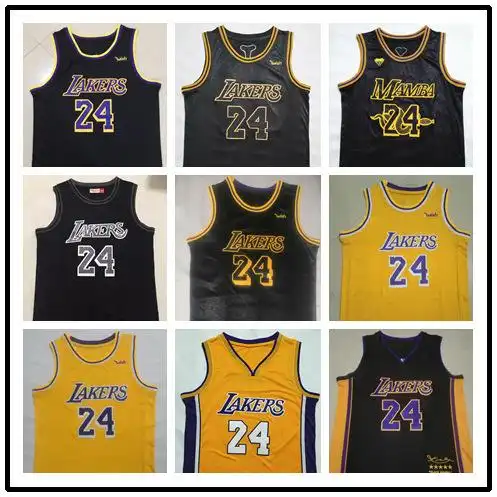 外贸货源批发篮球衣湖人队24#科比球衣kobe刺绣篮球球衣一件代发