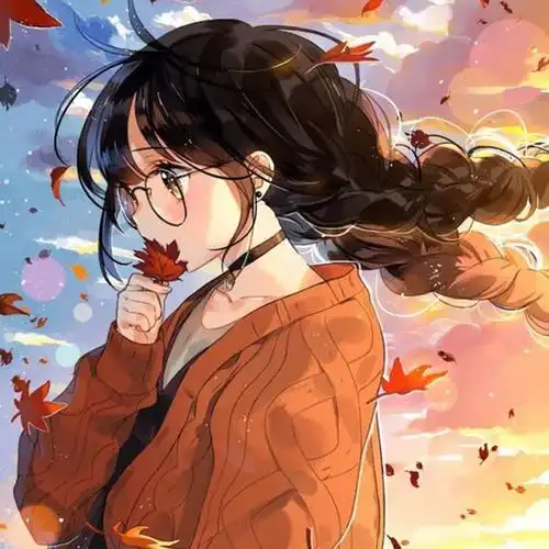 枫叶意境动漫女生头像图片