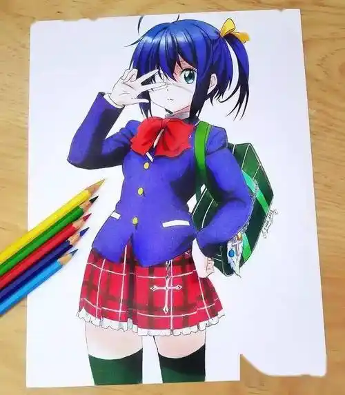 彩铅卡通画手绘彩铅动漫卡通画这色彩太好看了吧