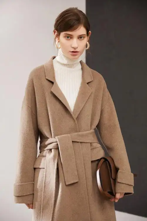 芮时 气质显瘦版型 双面呢手工羊毛大衣毛呢外套