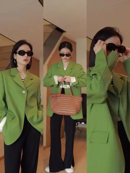 早春西装穿搭高级感的绿色