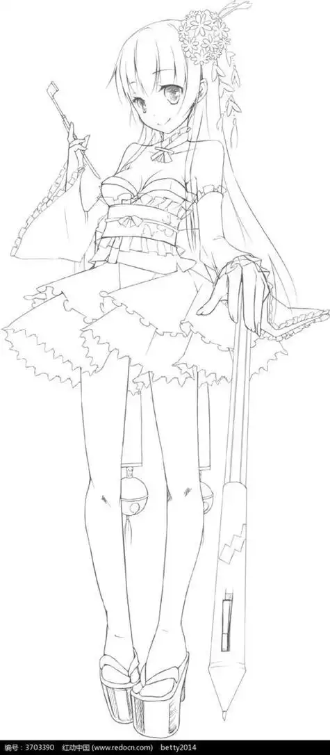 卡通人物全身站立简笔画