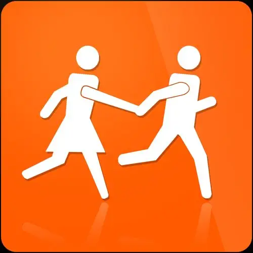 简单ps设计,两小人手牵手在路上跑,一男一女,看起来像app的图标就可以