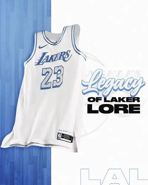 组图湖人城市版球衣发布蓝白银配色纪念贝勒