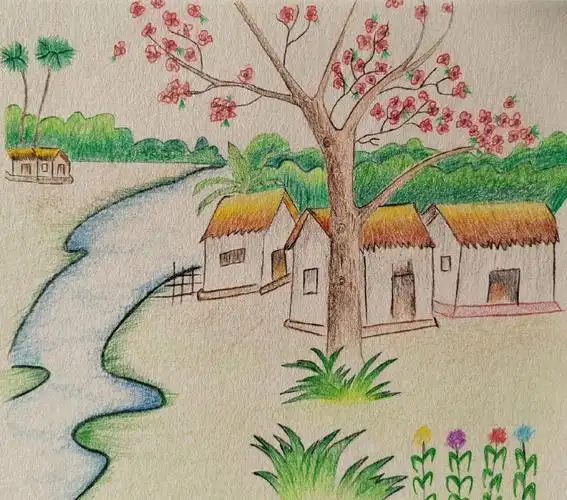 彩铅临摹风景画