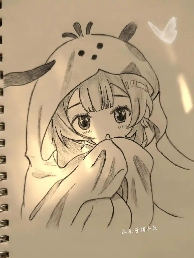 动漫女生简笔画,临摹过程图 ,爱与理想从不辜负 #铅笔画 @ - 抖音