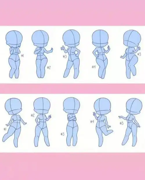 绘画素材q版人物动态姿势合集