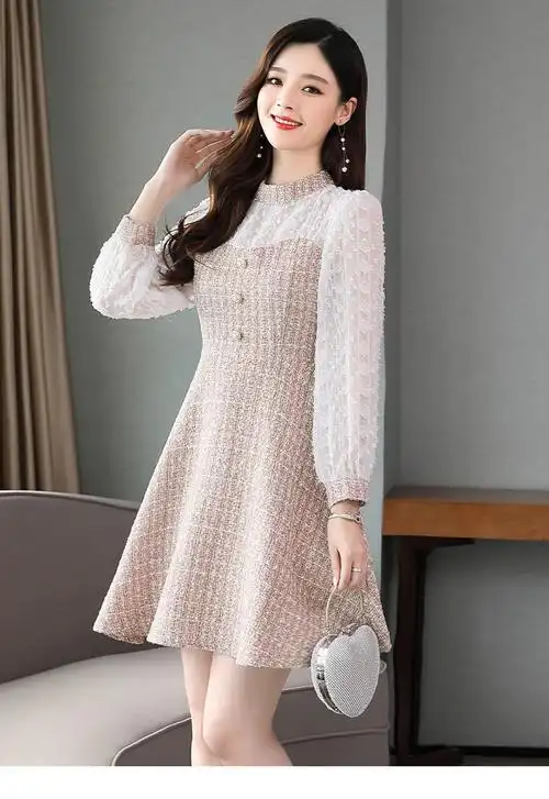 2020新款女装秋季长袖连衣裙女轻奢小矮个子高端名媛气质显瘦裙子