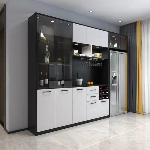 客厅酒柜靠墙现代简约餐边酒柜定制家用玻璃柜展示柜储物柜柜子