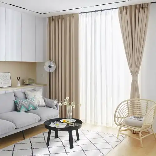 定制北欧简约奶茶茶色遮光窗帘2021年新款客厅定制窗帘