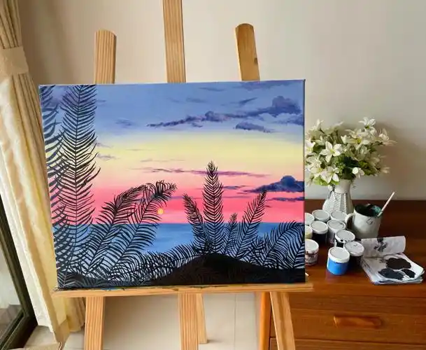 丙烯入门级风景画77简单又好看