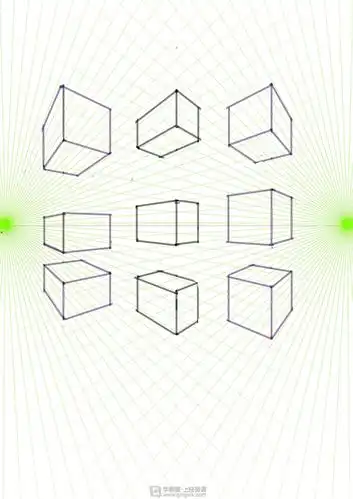 临摹两点透视正方体—美术基础两点透视的训练