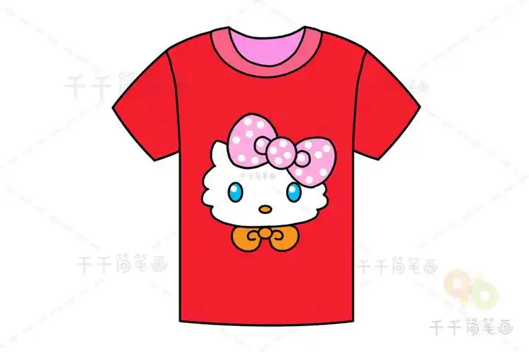 卡通小猫短袖简笔画