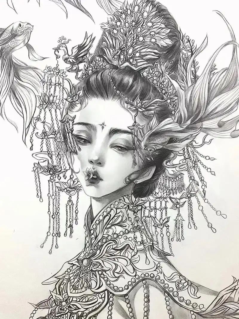 好久没更了#铅笔画 #古戈力临摹 #古风 - 抖音