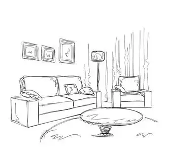 现代室内空间素描照片