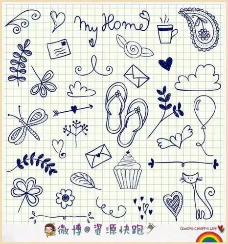 手帐简笔画素材手帐 插画 微博小图案