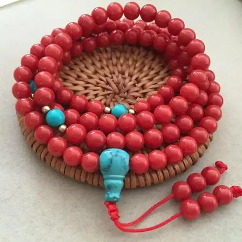 43730沙丁珊瑚佛珠特级红