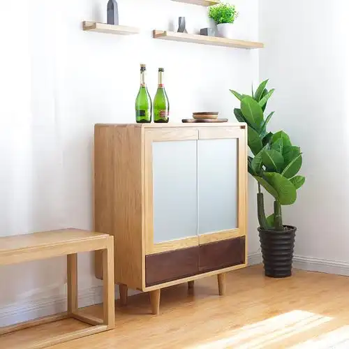 木帆家居(mufan-home) 酒柜 北欧/宜家风格展示柜 北美白橡木双门酒柜