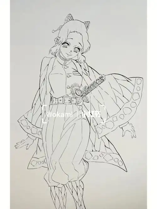 线稿鬼灭之刃蝴蝶忍03