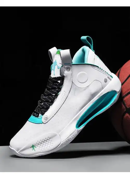 鞋白镭射防滑耐磨男运动休闲鞋学生实战简版白绿战靴德芙莎 aj34黑红