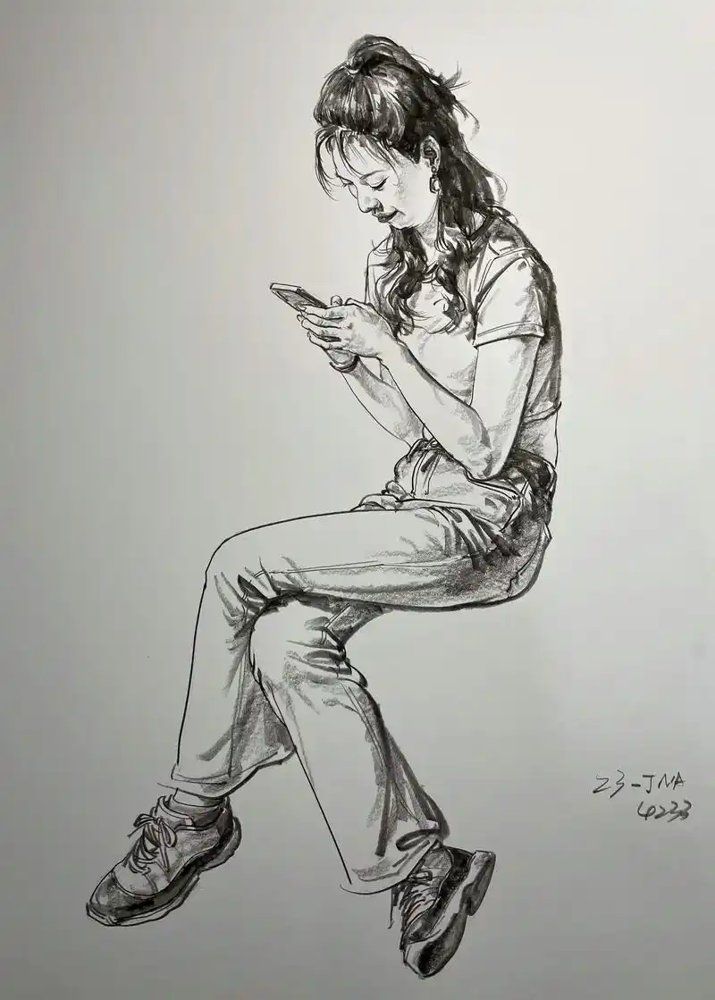 女生坐姿临摹资料.#艺考集训 #跟我一起学画画 #速写教学 - 抖音