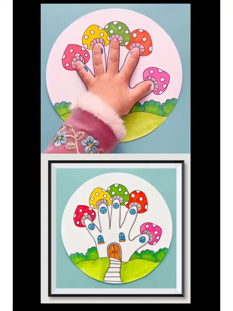 手掌画城堡大合集 春天来了,用小朋友的手掌来画不一样的房子城堡吧