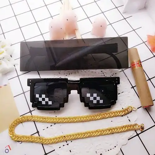 thug life墨镜二次元马赛克像素打码墨镜动漫抖音眼镜自拍神器