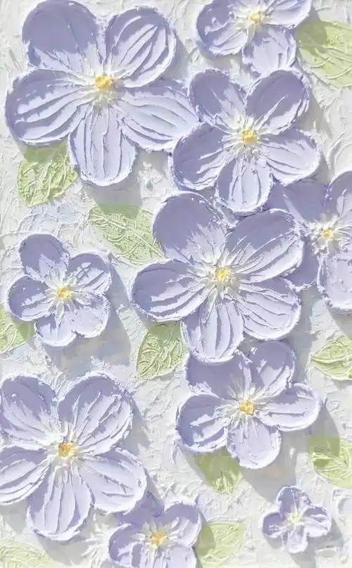 立体感油画小花壁纸,太清新太治愈啦
