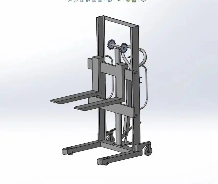 手动液压叉车(手动液压堆高车)三维sw模型solidwork - 抖音