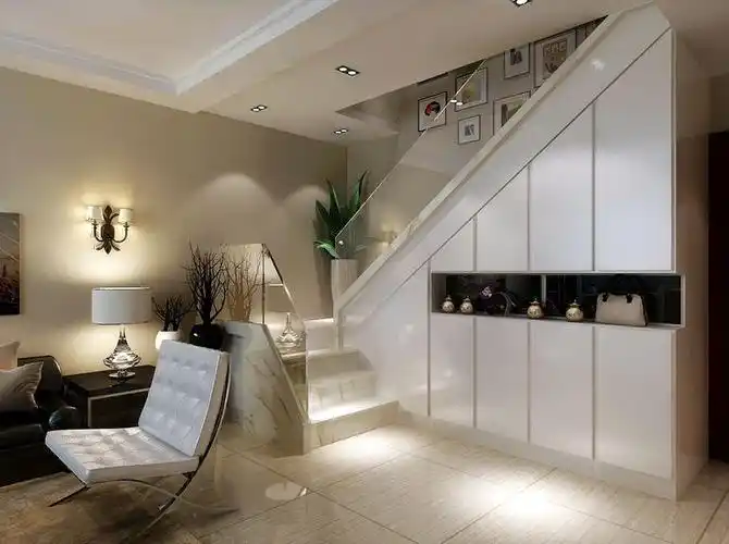 现代简约三居室玄关楼梯装修效果图