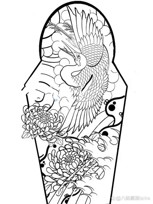 日式老传统花臂手稿图案线稿收藏