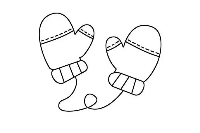 幼儿冬天手套黑白简笔画