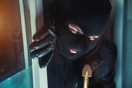 夜贼破门而入照片