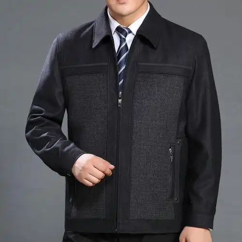 中老年人外套夹克衫男士上衣老人春秋装男装中年外衣服秋季爸爸.