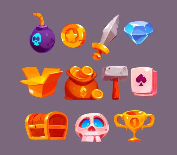 11个卡通风格的游戏图标矢量素材(eps/png)_dowebok