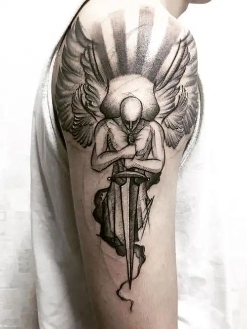 大天使_纹身图案手稿图片_魏颖的纹身作品集