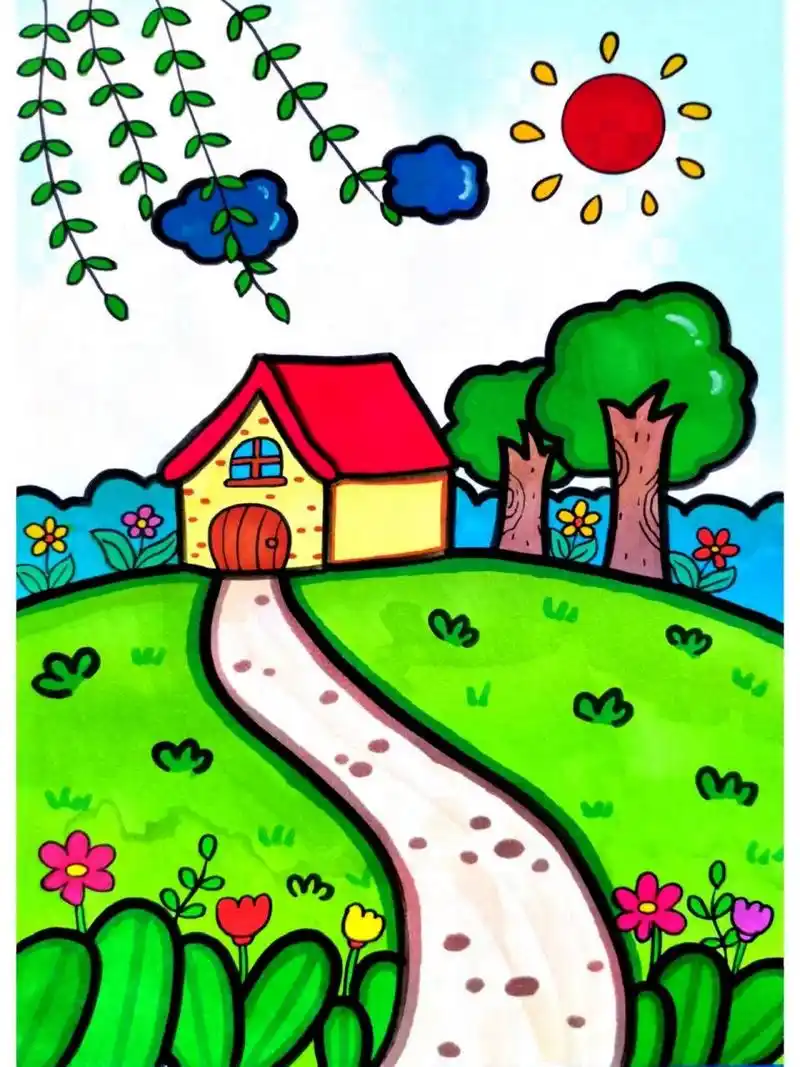 春天简笔画 美丽的春天到啦,画一幅春天简笔画