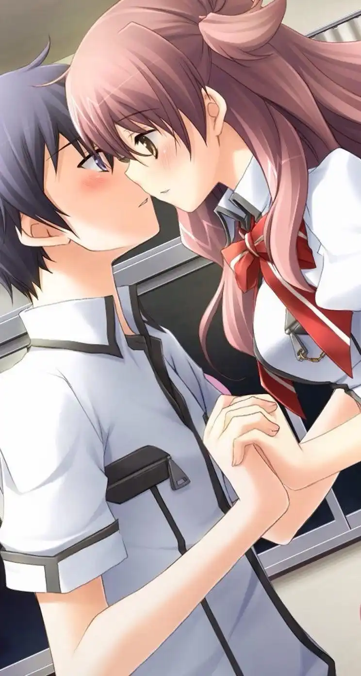 浪漫情侣接吻卡通手机壁纸744*1392