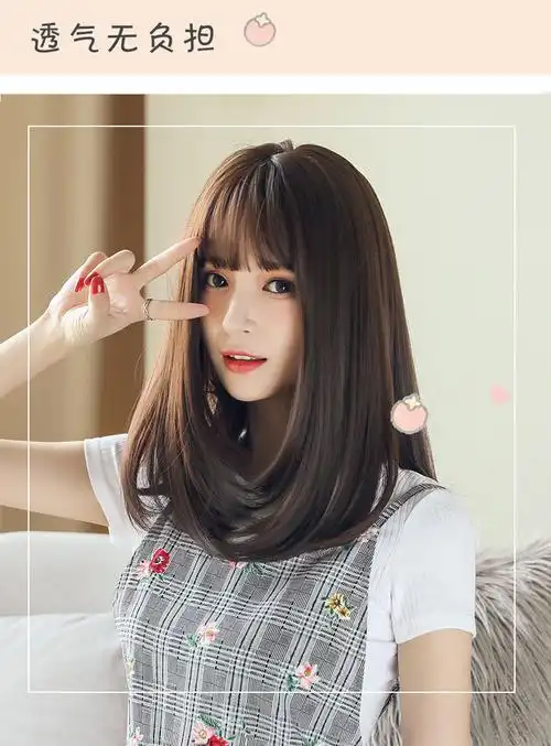 假发女逼真中长发内扣齐肩锁骨发圆脸梨花自然蓬松网红假发全头套