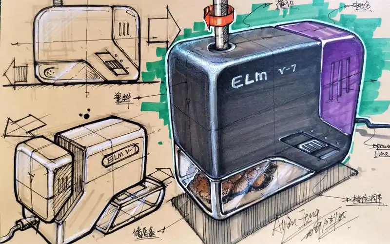 原创电动削笔刀手绘过程分享