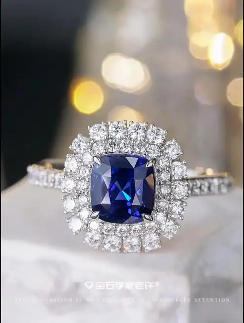 客订分享[脱单doge]皇家蓝双圈钻石围镶戒指 经典款式真的超级好看