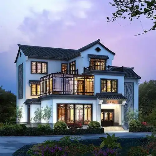 中式合院三层别墅设计图纸自建房设计效果图