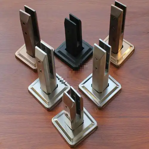 304方座泳池玻璃夹不锈钢立柱楼梯扶手配件免打孔落地固定玻璃夹拉丝