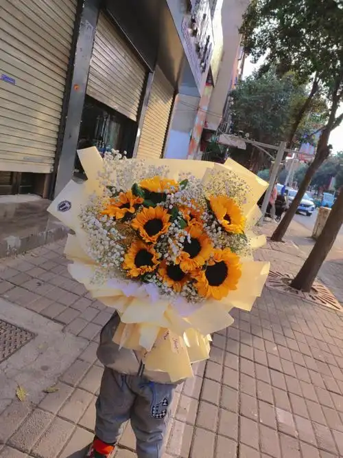 9支向日葵满天星花束