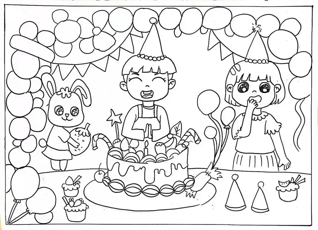 儿童画|《生日快乐》生日主题画
