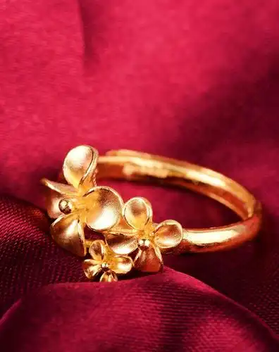 千足金黄金活口戒指花戒0102013婚嫁幸福花嫁(4.57克)