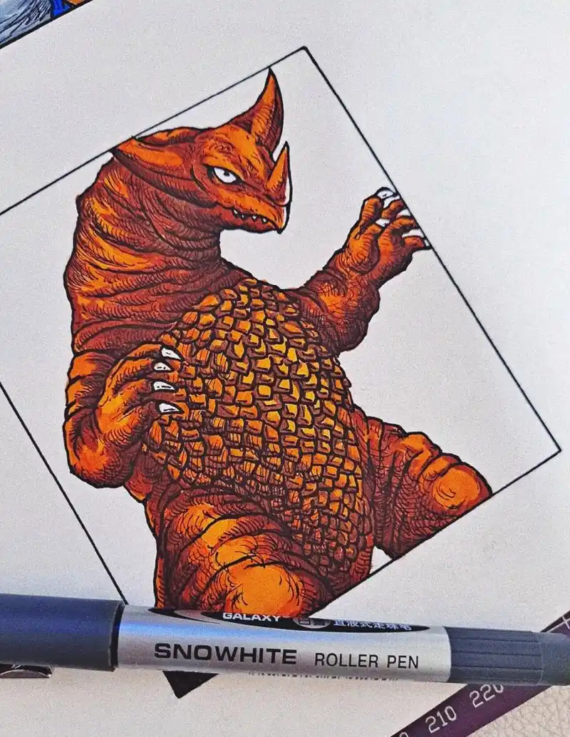 随手画经典怪兽 哥莫拉 哥莫拉可以算是奥特曼里面最经典怪兽之一了