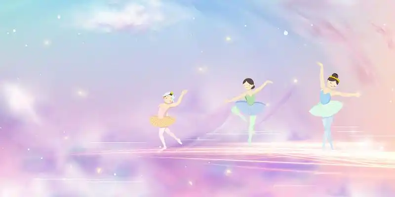 彩色梦幻卡通芭蕾少儿舞蹈培训海报背景