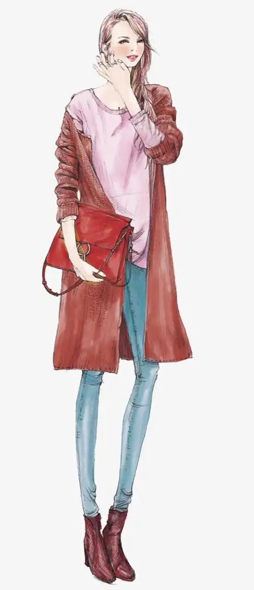 手绘女人免抠素材免费下载_觅元素51yuansu.com