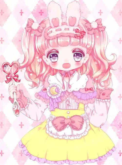 萌q版 二次元 卖萌 插画 动漫 _ 粉色少女心(?